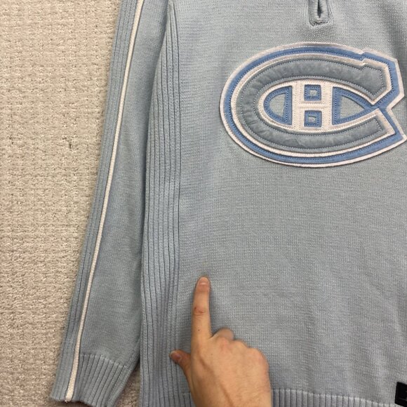 VTG Montreal Canadiens Baby Blue Full Zip Knit Jacket Wom M Ilanco NHL Hockey** - Picture 6 of 13